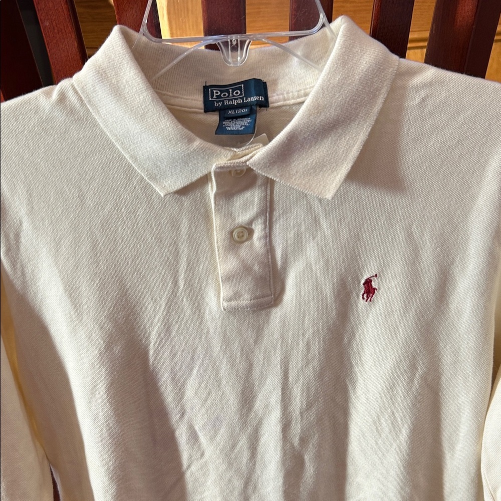 Polo by Ralph Lauren Cream Long Sleeve Polo Shirt - Picture 2 of 8